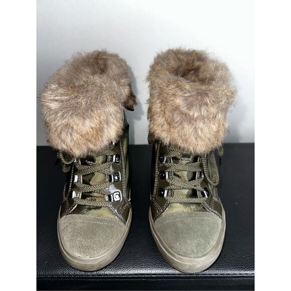 ALDO Women's COPERSITO fur wedges booties boots - Picture 2 of 9